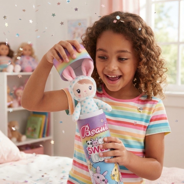 Tubo Sorpresa Muñeca Sweet Lovely Con Disfraz De Peluche