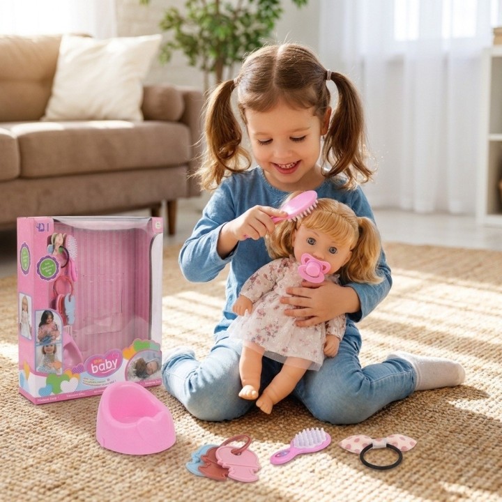 Muñeca Bebé Interactiva Con Sonidos Bacinilla Y Accesorios