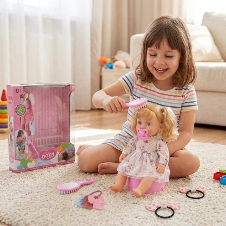 Muñeca Bebé Interactiva Con Sonidos Bacinilla Y Accesorios