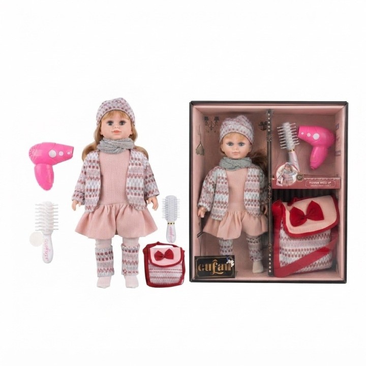 Muñeca De Moda Con Accesorios De Belleza Y Bolso Para Niñas