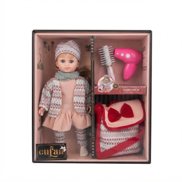 Muñeca De Moda Con Accesorios De Belleza Y Bolso Para Niñas