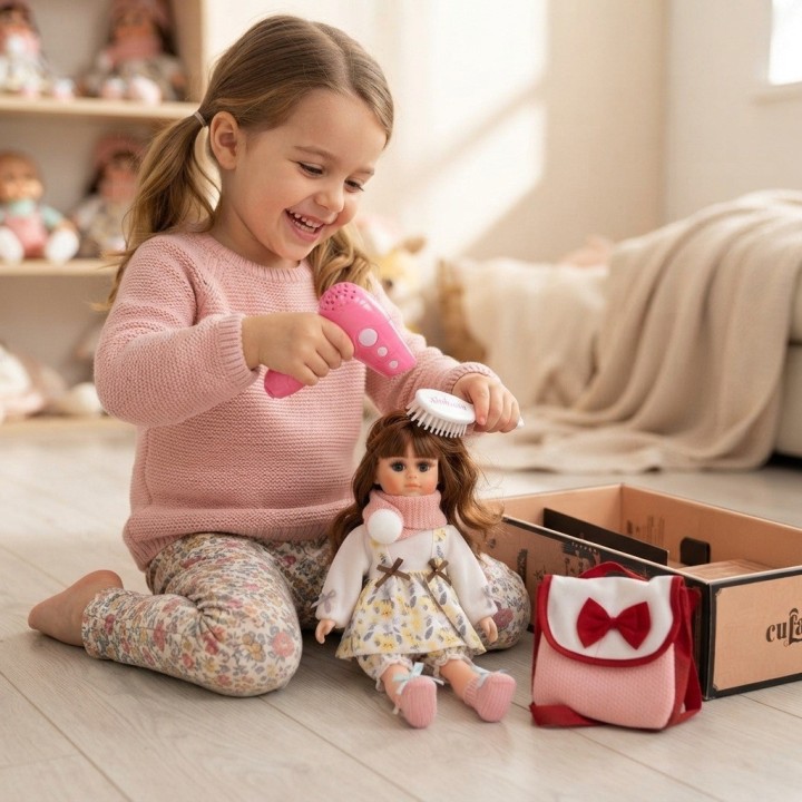 Muñeca Elegante Con Accesorios De Belleza Y Bolso Para Niñas