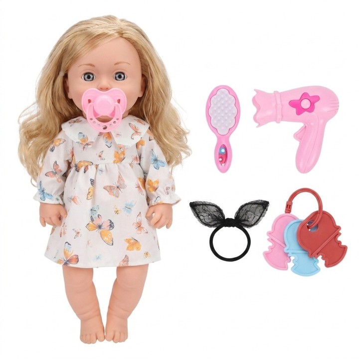 Muñeca Interactiva Bebé Con Sonidos Secador Y Accesorios
