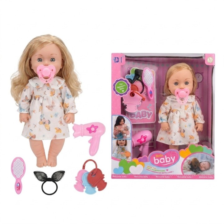 Muñeca Interactiva Bebé Con Sonidos Secador Y Accesorios