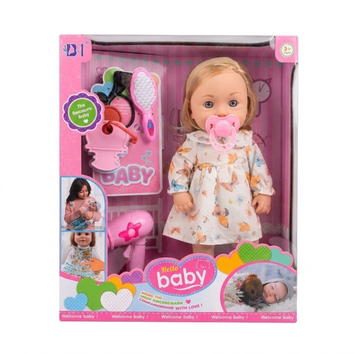 Muñeca Interactiva Bebé Con Sonidos Secador Y Accesorios