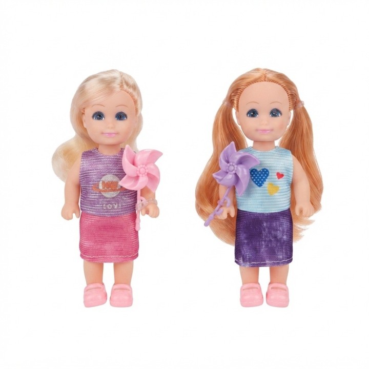 Pack 2 Mini Muñecas Cute Lovable Con Molinete De Juguete