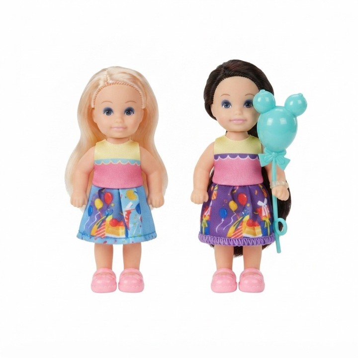 Set 2 Muñecas Mini Cute Lovable Con Globos Para Niñas