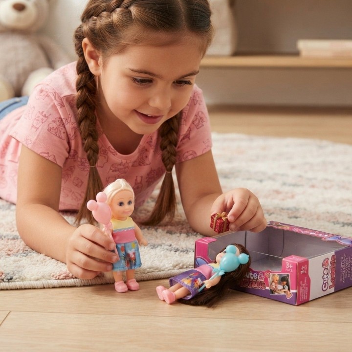 Set 2 Muñecas Mini Cute Lovable Con Globos Para Niñas