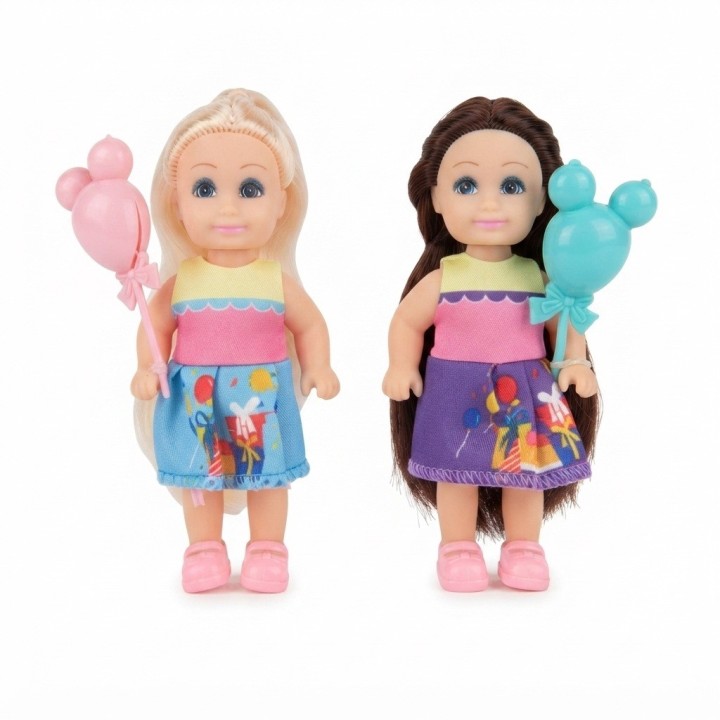 Set 2 Muñecas Mini Cute Lovable Con Globos Para Niñas