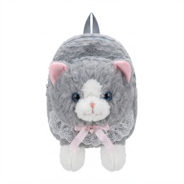 Mochila Infantil Peluche Gato Con Lazo Y Encaje