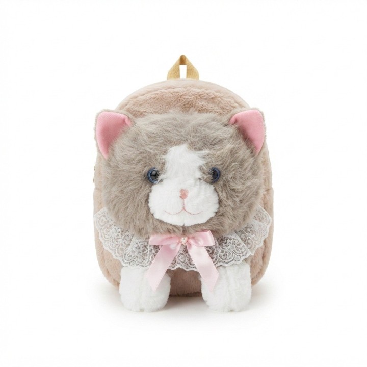 Mochila Infantil Peluche Gato Con Lazo Y Encaje