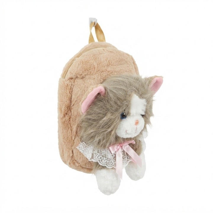 Mochila Infantil Peluche Gato Con Lazo Y Encaje