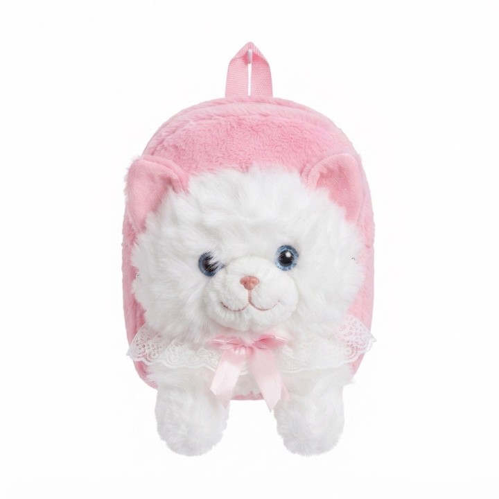 Mochila Infantil Peluche Gato Con Lazo Y Encaje