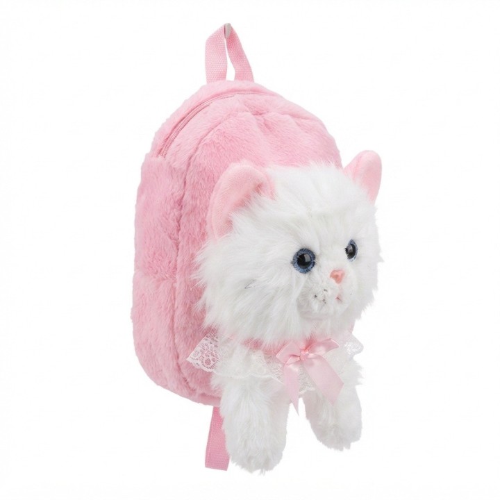 Mochila Infantil Peluche Gato Con Lazo Y Encaje