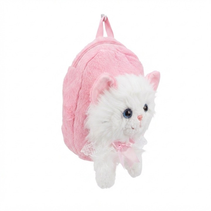 Mochila Infantil Peluche Gato Con Lazo Y Encaje