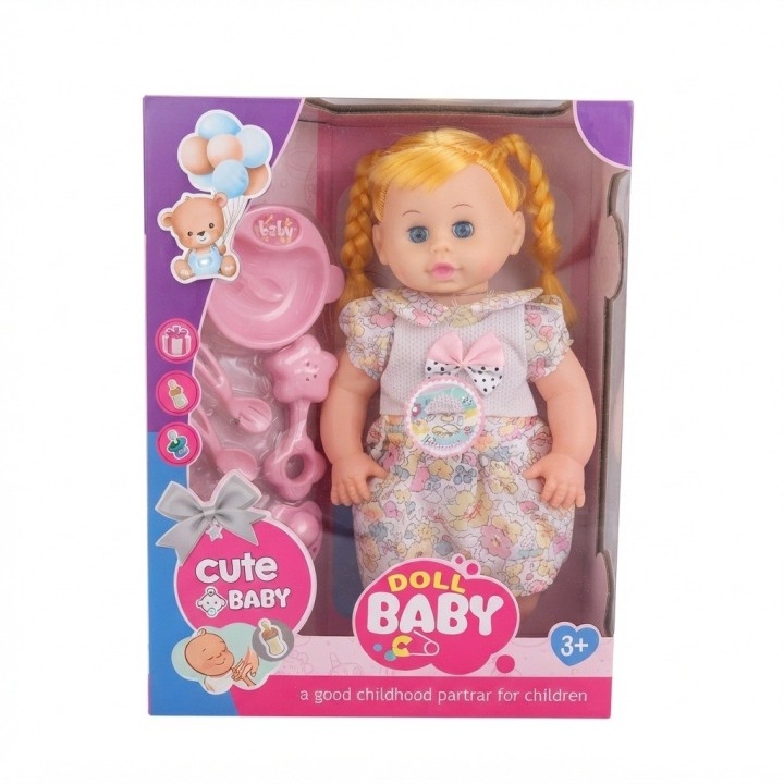 Muñeca Bebé Con Accesorios De Alimentación Y Biberón