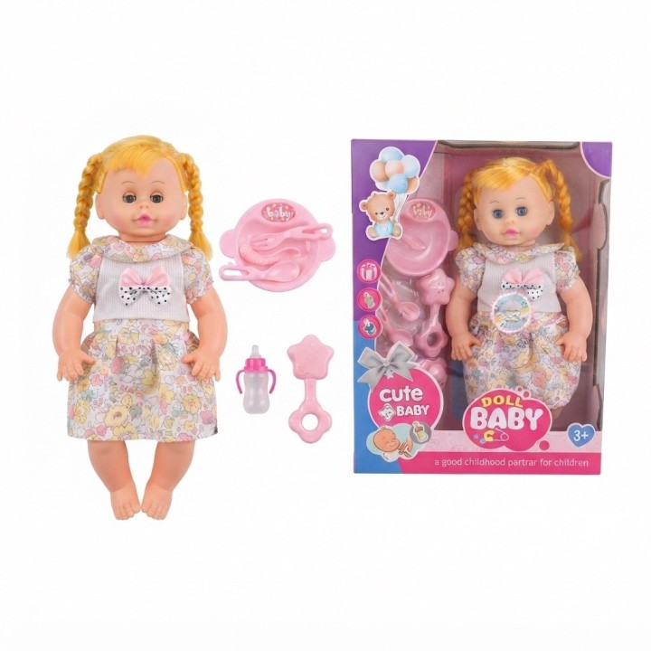 Muñeca Bebé Con Accesorios De Alimentación Y Biberón
