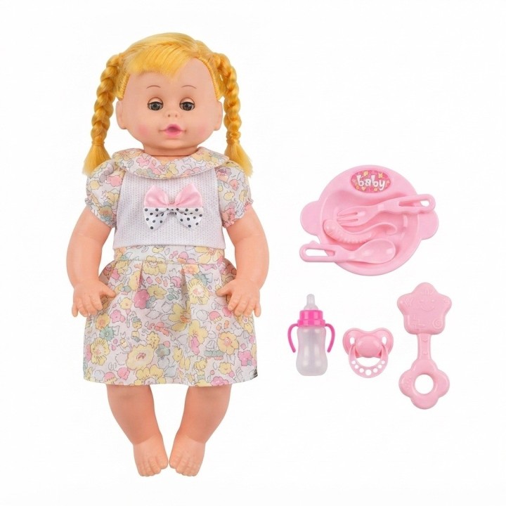 Muñeca Bebé Con Accesorios De Alimentación Y Biberón