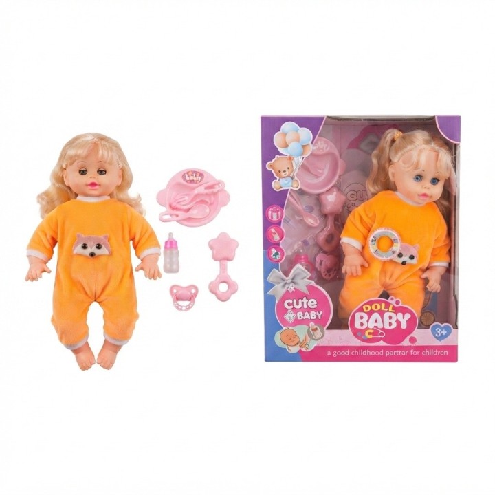 Muñeca Bebé Con Accesorios De Alimentación Y Biberón