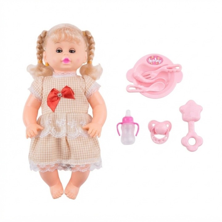 Muñeca Bebé Con Accesorios De Alimentación Y Biberón