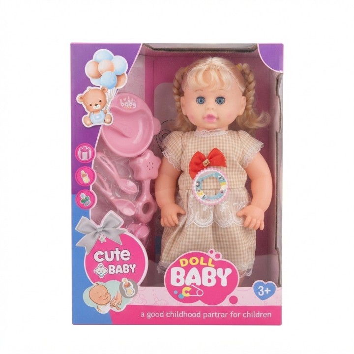 Muñeca Bebé Con Accesorios De Alimentación Y Biberón