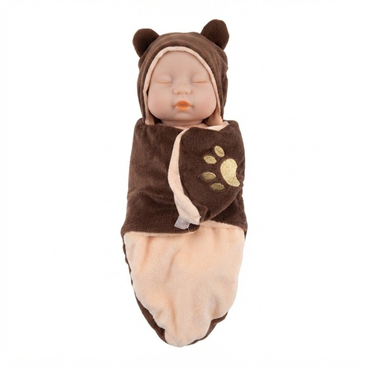 Muñeca Bebé Dormilona Con Saco De Animalito Y Biberón