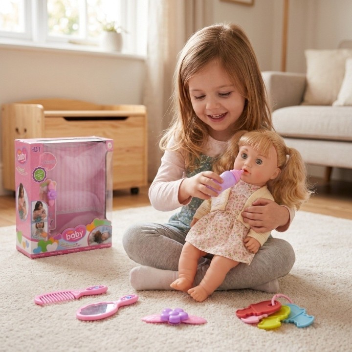 Muñeca Bebé Interactiva Con Sonidos Y Accesorios Niñas
