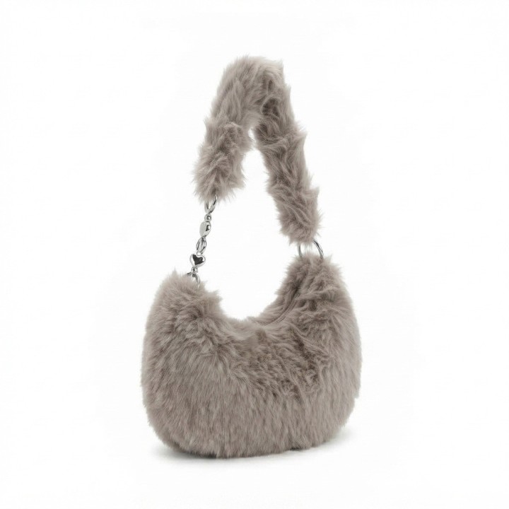 Bolso Peluche Suave Cadena Corazones Estilo Y Tendencia