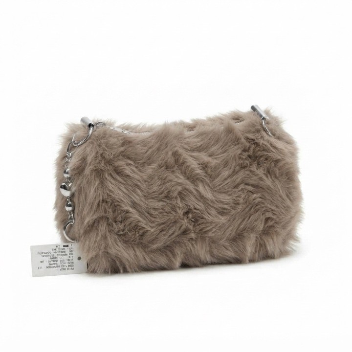 Bolso Peluche Suave Cadena Corazones Estilo Y Tendencia