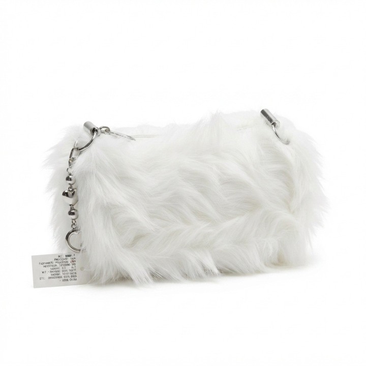 Bolso Peluche Suave Cadena Corazones Estilo Y Tendencia
