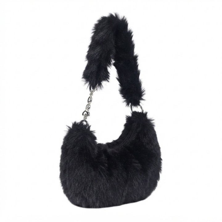 Bolso Peluche Suave Cadena Corazones Estilo Y Tendencia