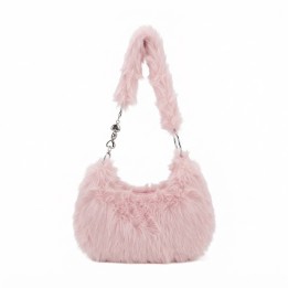Bolso Peluche Suave Cadena Corazones Estilo Y Tendencia