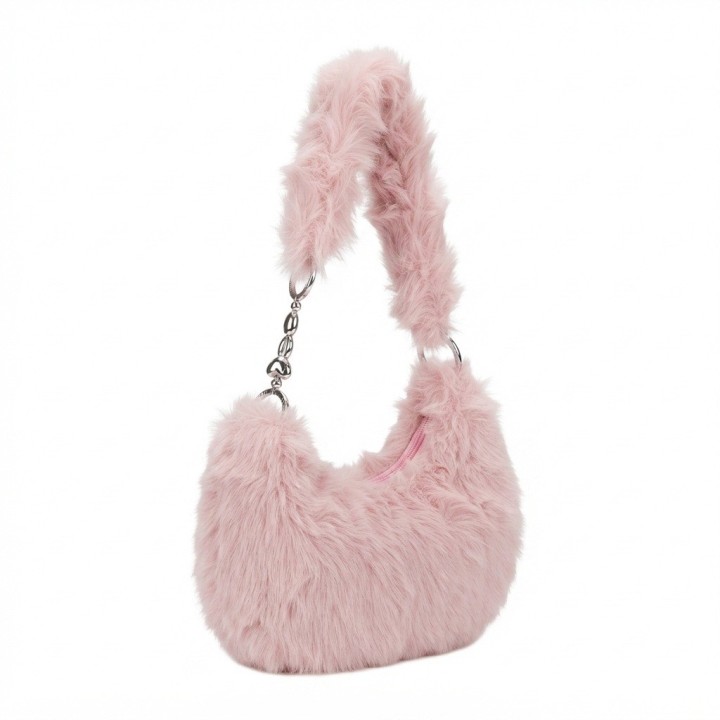 Bolso Peluche Suave Cadena Corazones Estilo Y Tendencia