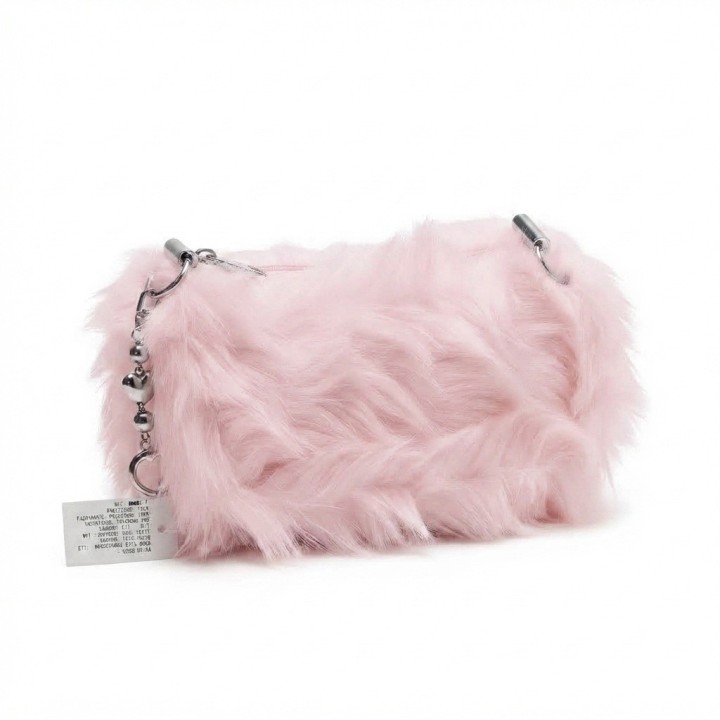 Bolso Peluche Suave Cadena Corazones Estilo Y Tendencia