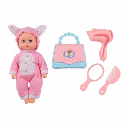 Muñeca Bebé Pijama Rosa Con Bolso Y Set De Belleza