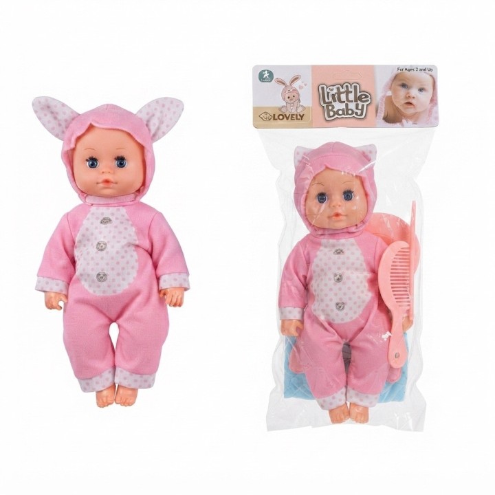Muñeca Bebé Pijama Rosa Con Bolso Y Set De Belleza