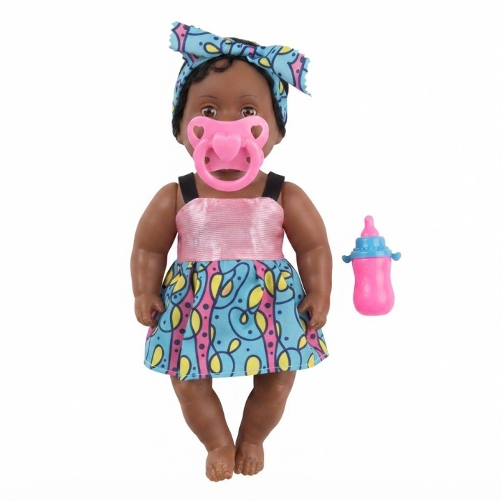 Muñeca Bebé Morena Con Mochila Transparente Y Accesorios