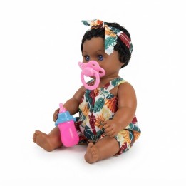 Muñeca Bebé Morena Con Mochila Transparente Y Accesorios
