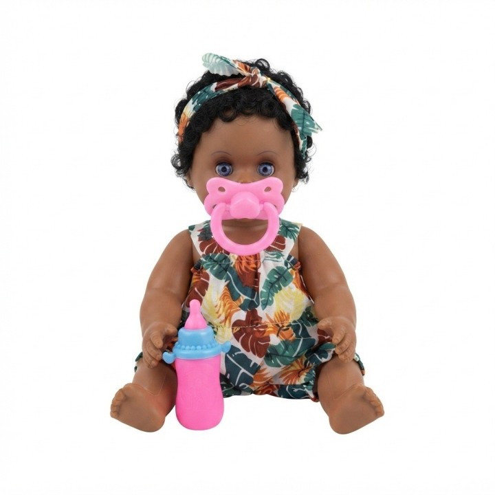 Muñeca Bebé Morena Con Mochila Transparente Y Accesorios