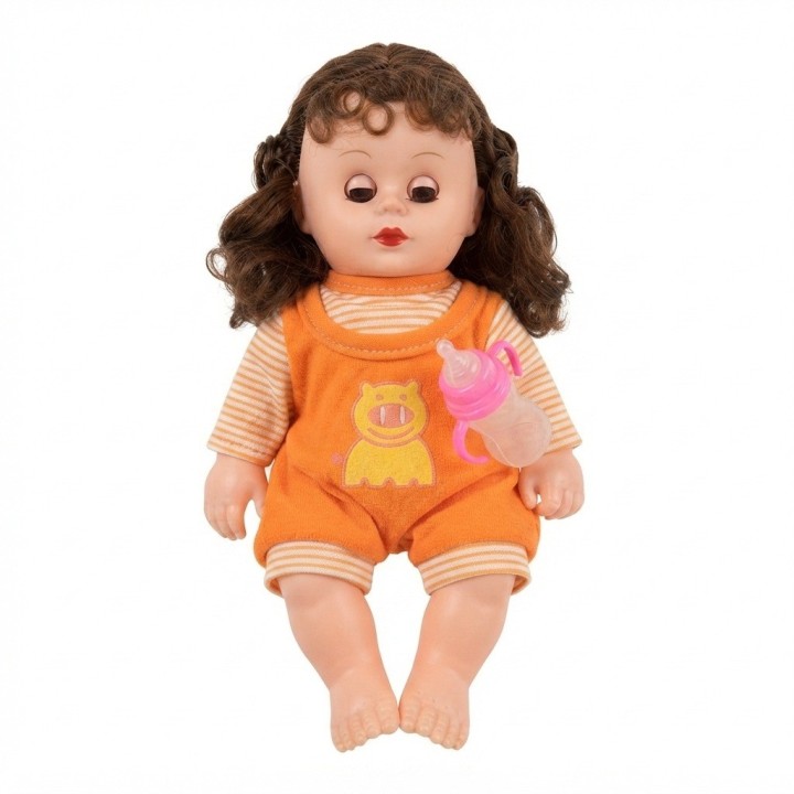 Muñeca Bebé Pequeña Con Morral Transparente Y Tetero