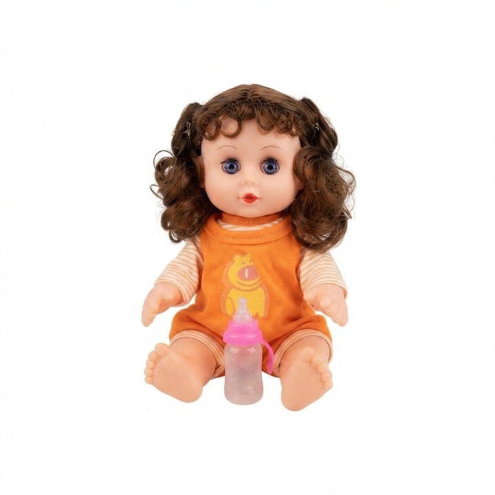 Muñeca Bebé Pequeña Con Morral Transparente Y Tetero
