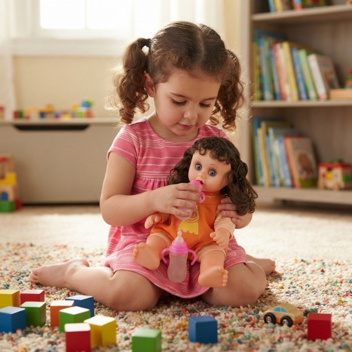 Muñeca Bebé Pequeña Con Morral Transparente Y Tetero