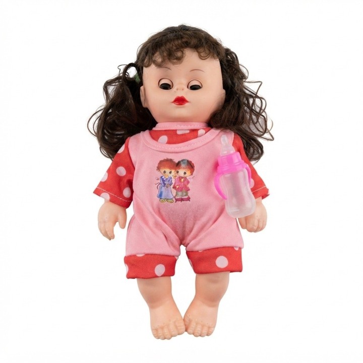 Muñeca Bebé Pequeña Con Morral Transparente Y Tetero