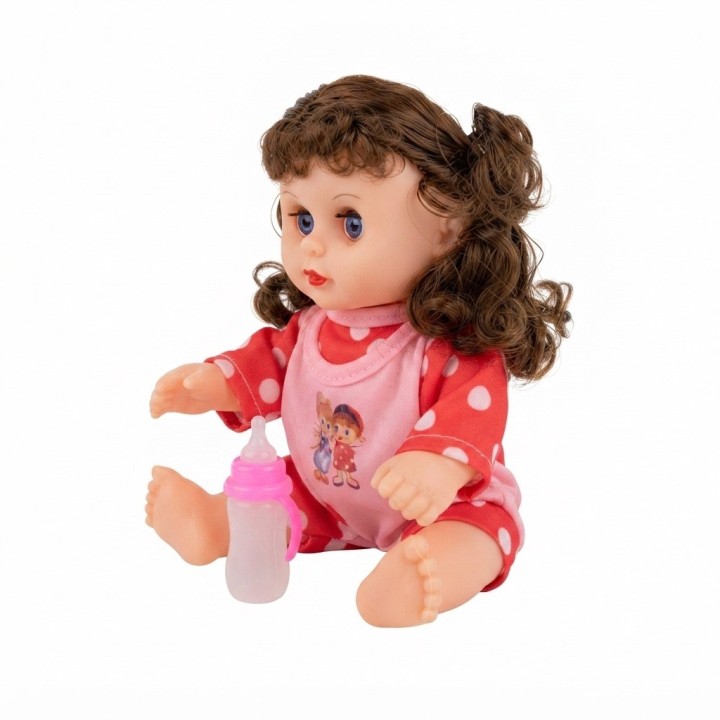 Muñeca Bebé Pequeña Con Morral Transparente Y Tetero