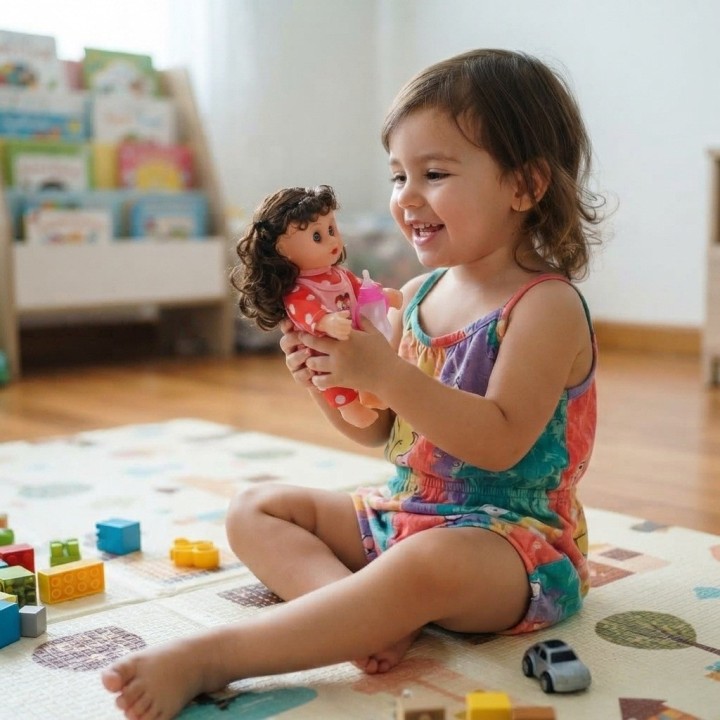Muñeca Bebé Pequeña Con Morral Transparente Y Tetero
