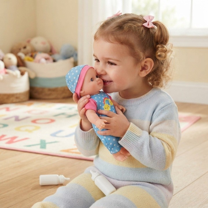 Muñeco Bebé De Juguete Con Tetero Y Pijama