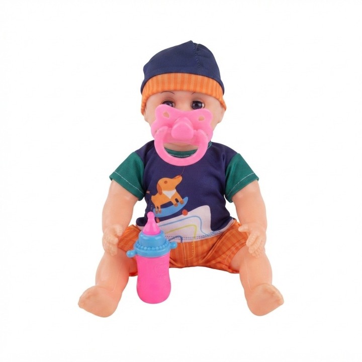 Muñeco Bebé Niño Con Mochila Transparente Y Accesorios