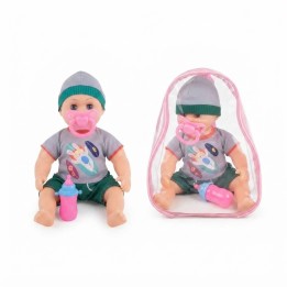 Muñeco Bebé Niño Con Mochila Transparente Y Accesorios