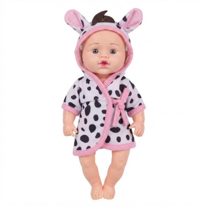 Muñeca Bebé Con Bata De Animales Tetero Y Vajilla