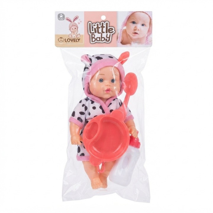Muñeca Bebé Con Bata De Animales Tetero Y Vajilla